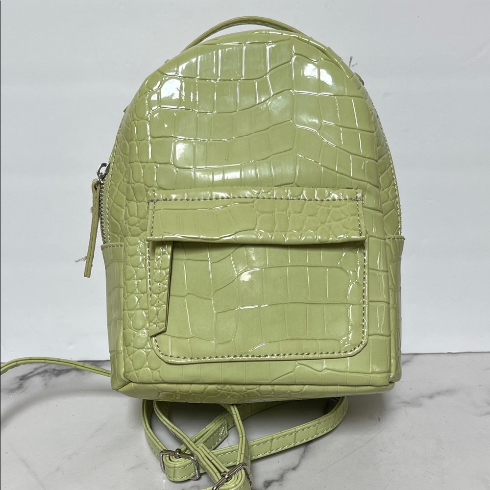 Mini Croc-Embossed Backpack - Light Green